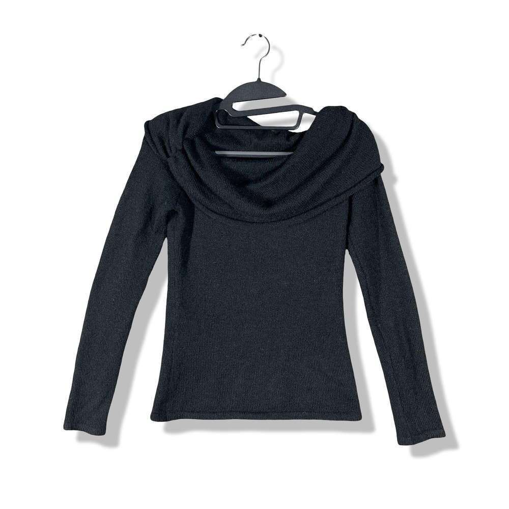 NIA Cowl Neck Sweater Women XS Black Minimalist Dark Academia Quiet Luxury